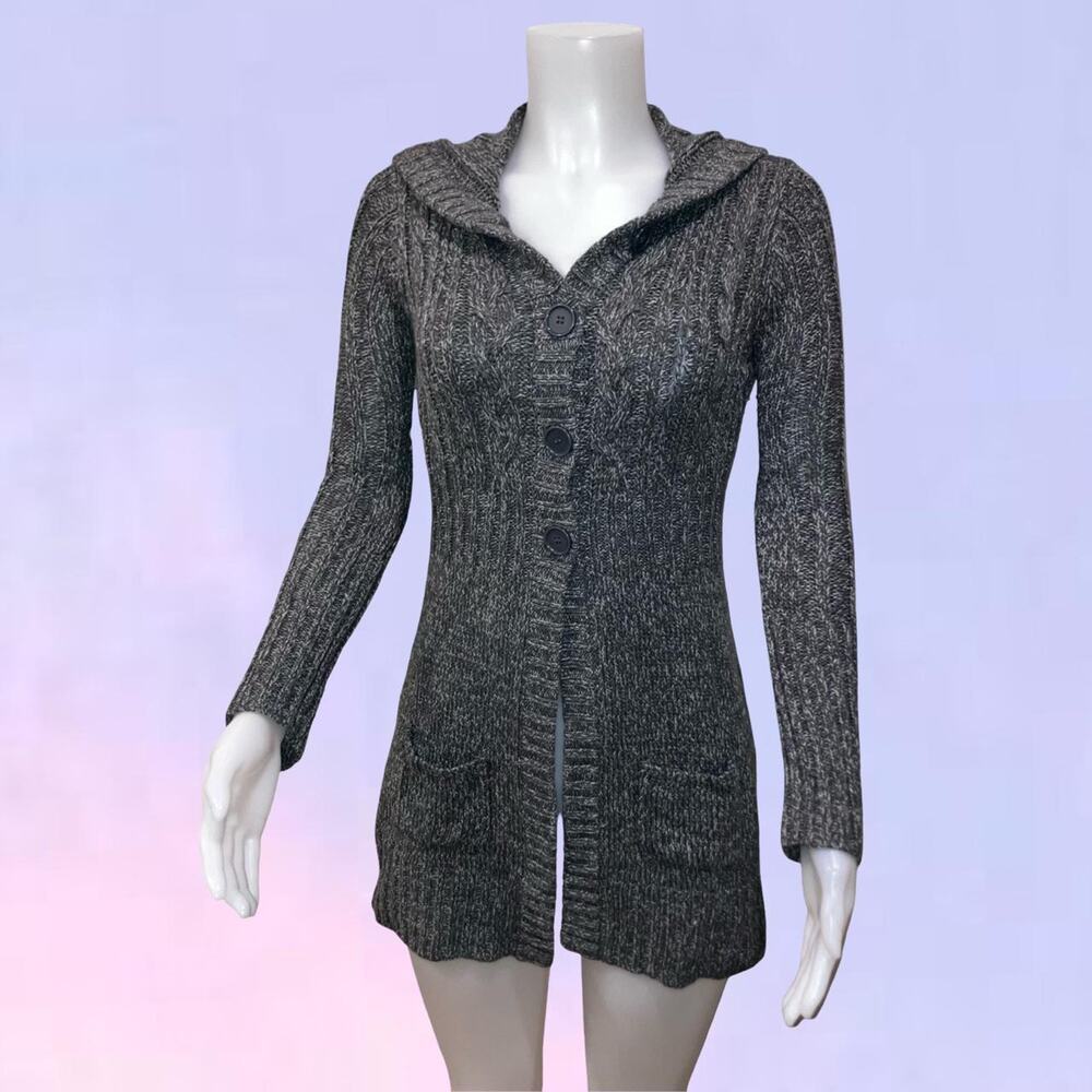 Vintage 90s y2k gray marled knit cardigan